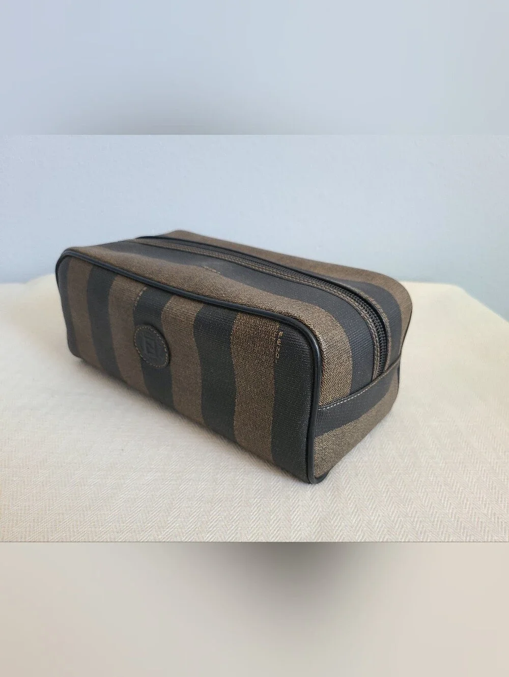 Fendi Striped Toiletry Travel Cosmetic Case